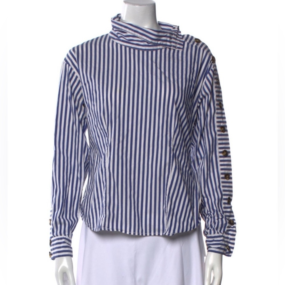Veronica Beard - Striped Mock Neck Shirt